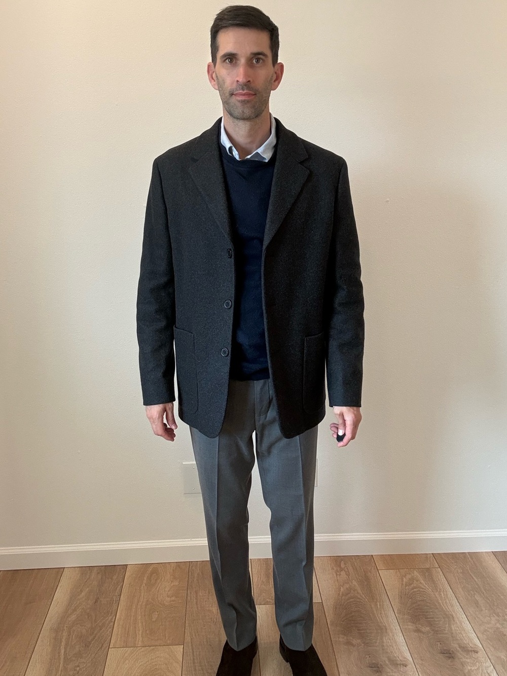Theory Modus Melton Wool Cashmere Overcoat Blazer Jacket Medium Charcoal